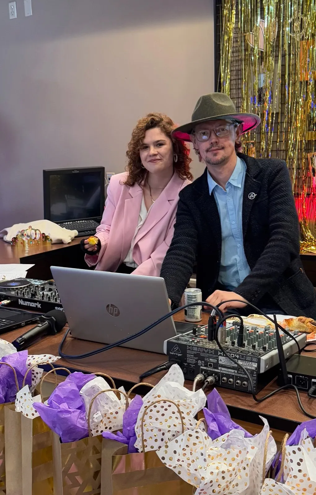 Rocket Karaoke's DJs at the console during a birthday party